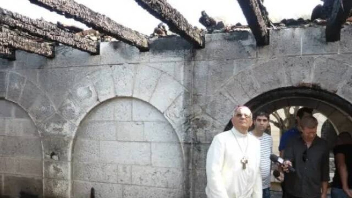 Parte devastada de la Iglesia de los Panes y los Peces en Tabgha, Galilea. (Patriarcado Latino de Jerusalén).