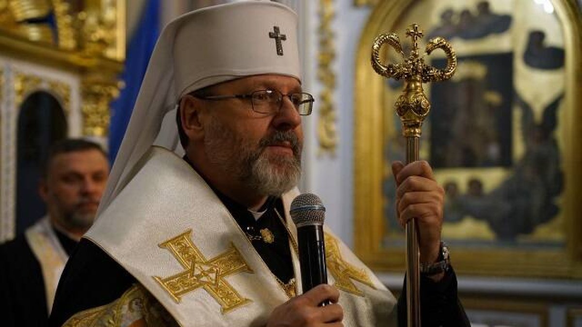 El líder de los católicos ucranianos de rito bizantino, Sviateslav Shevchuk, con el icono de la Esperanza contra toda Esperanza