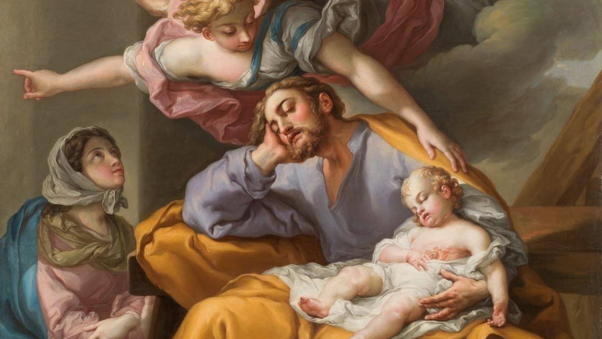 San José, cabeza de la Sagrada Familia y protector de la Madre de Dios y del HIjo de Dios. Vicente López Portaña, 'El sueño de San José' (detalle, 1805), Museo del Prado.