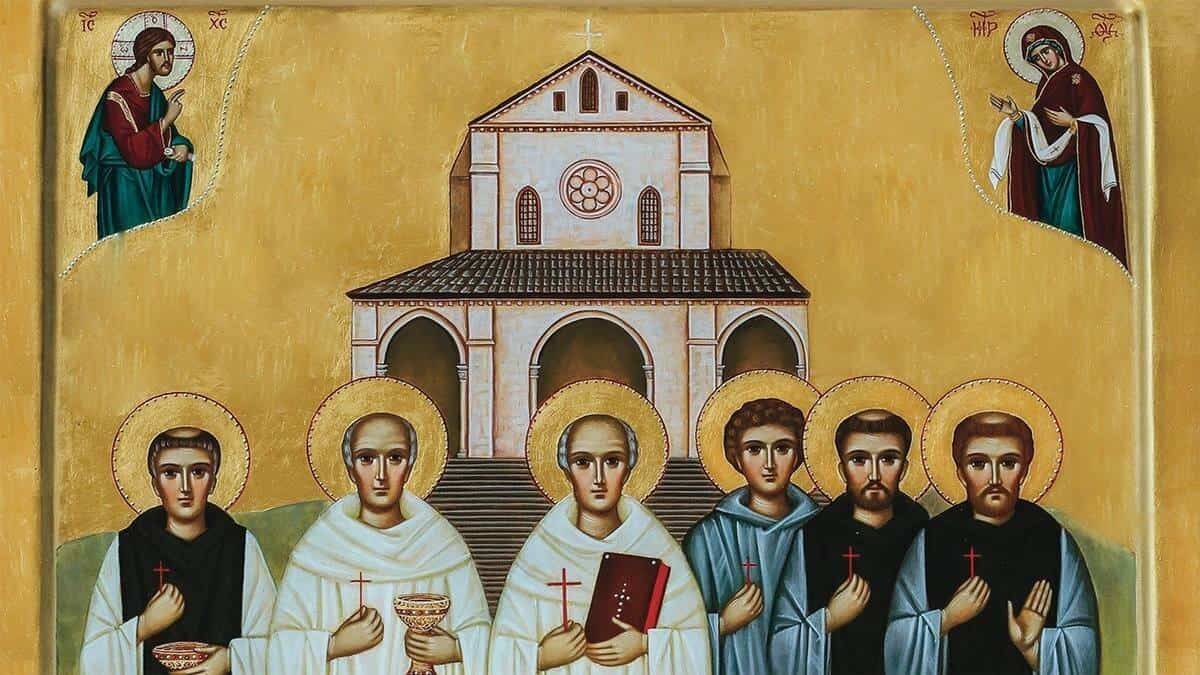 Un icono de los mártires de Casamari realizado por las monjas benedictinas del monasterio Mater Ecclesia de la Isla de San Giulio (Lago de Orta).