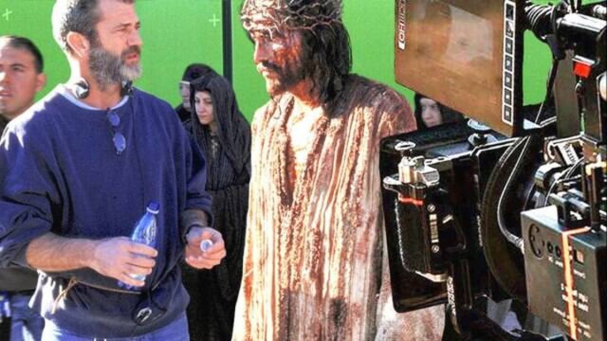 Mel Gibson y Jim Caviezel, durante el rodaje de La Pasión de Cristo.