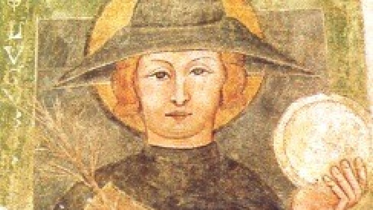 San Lucio con su atributo principal: un queso.