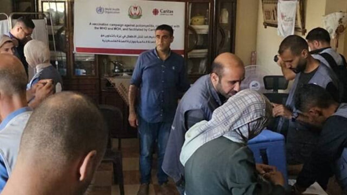 Una escena de la vacunación de agosto en Gaza contra la polio con Cáritas Jerusalén