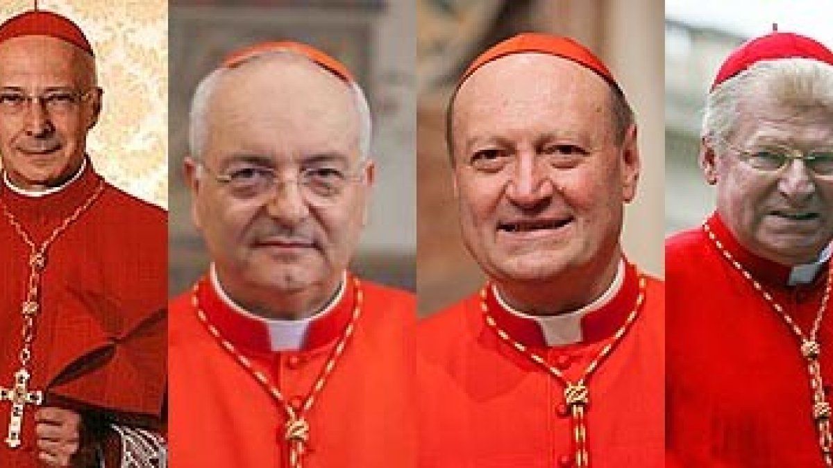 De izda. a dcha: Amato, Bagnasco, Ravasi, Piacenza, Scola y Sepe.