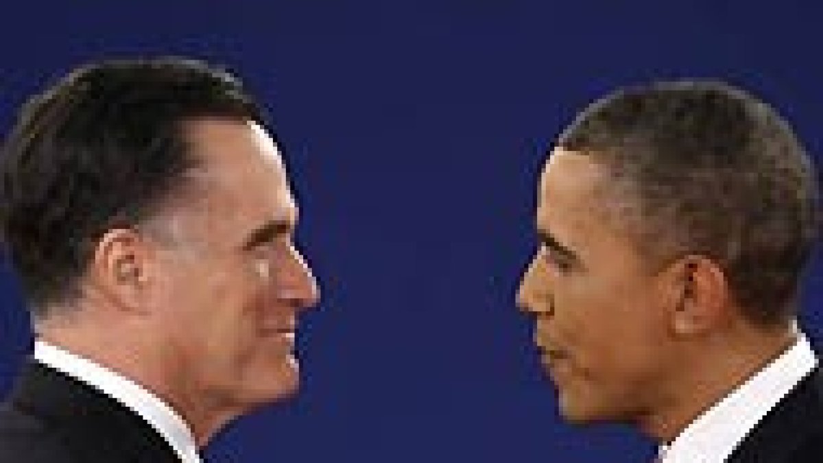 Romney vs Obama en uno de sus debates.