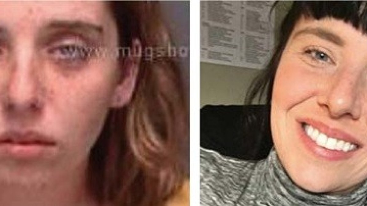 El antes y el después de Meagan. A la izquierda la foto de su ficha policial, a la derecha la nueva Megan, madre y evangelizadora