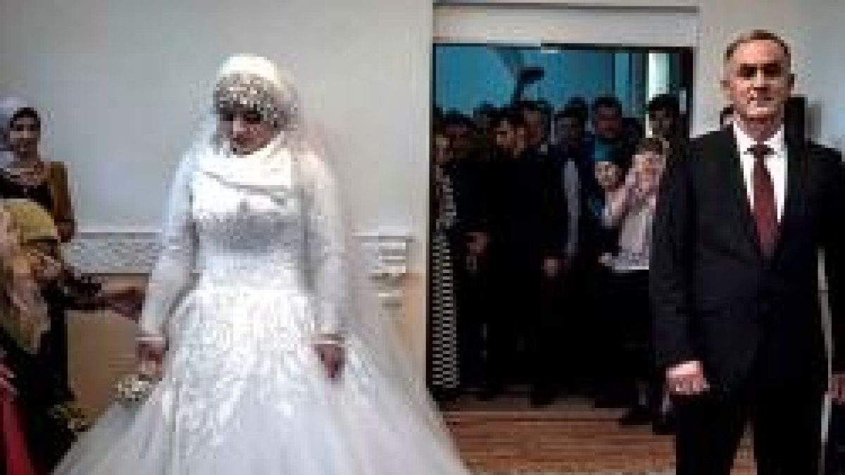 Magomed Daudov, de 47 años, jefe de policía en Chechenia, al casarse con su segunda esposa, de 17 años...y plantear el debate