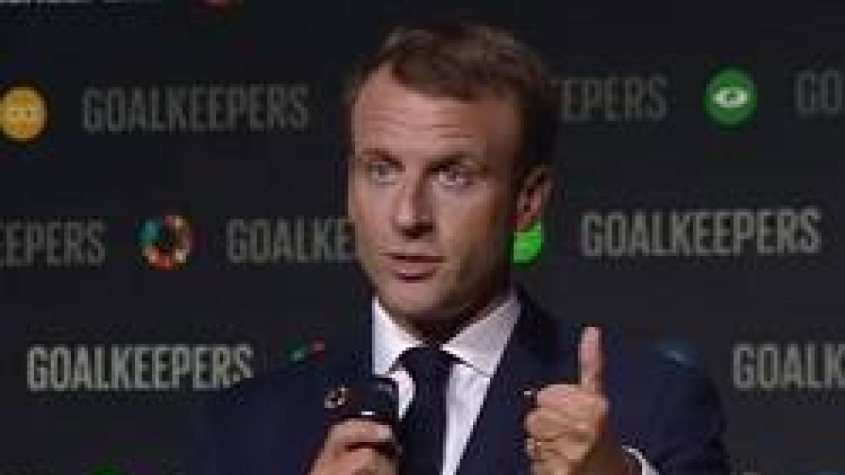 Macron, durante su intervención en la Fundación Gates en Nueva York el pasado mes de septiembre