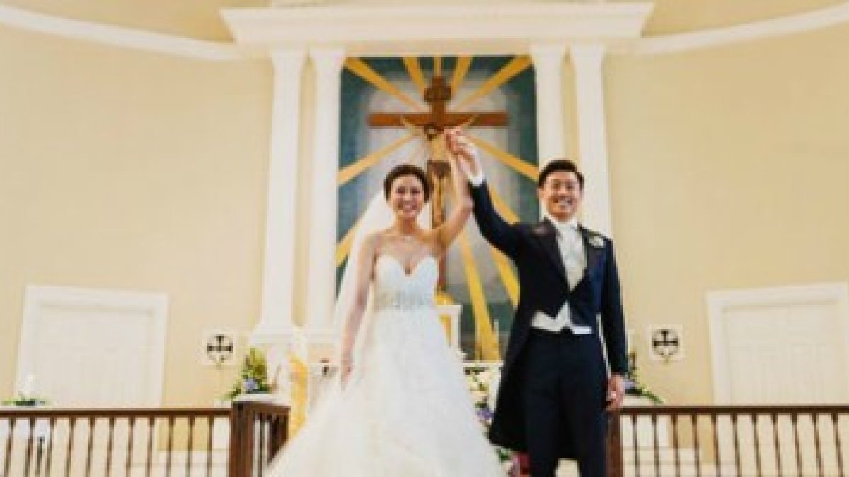 Cheryl Wee y Roy Fong se casaron en la catedral del Buen Pastor, en Singapur