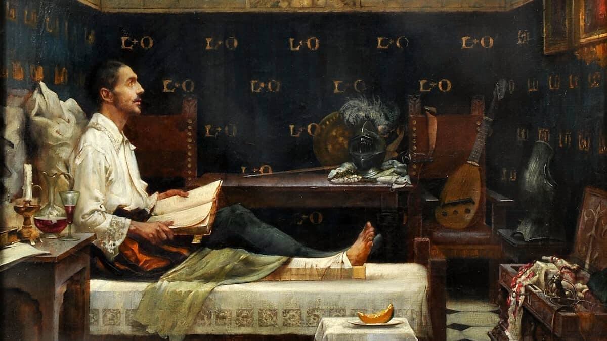 «San Ignacio convaleciente en Loyola» (detalle, 1904), cuadro de Albert Chevallier-Tayler. Jesuit Institute.