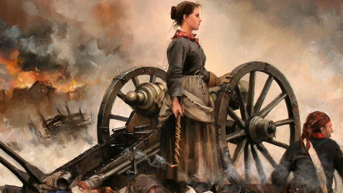 «Agustina de Aragón» (detalle), cuadro de Augusto Ferrer-Dalmau que representa a la heroína del sitio de Zaragoza por los soldados de la Revolución francesa.