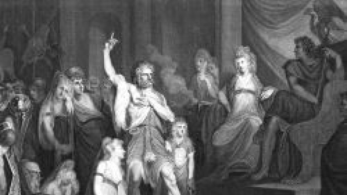 Caradog y su familia ante Claudio.