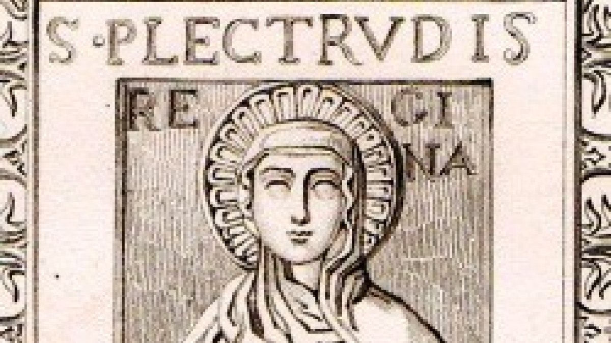 Grabado de la tumba de Plectrude.