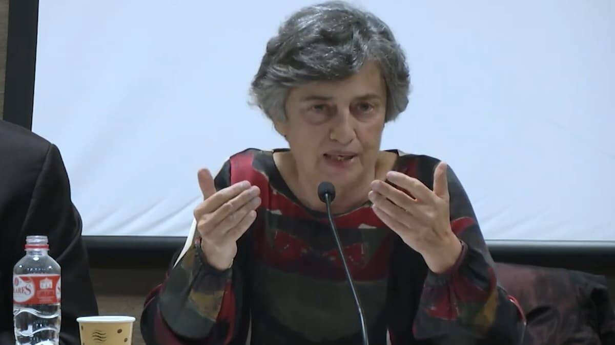 Angela Pellicciari, durante la presentación de su libro 'Una historia única' en Madrid en noviembre de 2021.