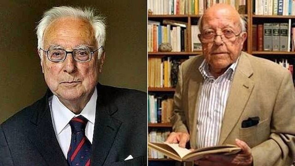 Los escritores Aquilino Duque (1931-2021), a la izquierda, y José Jiménez Lozano (1930-2020).