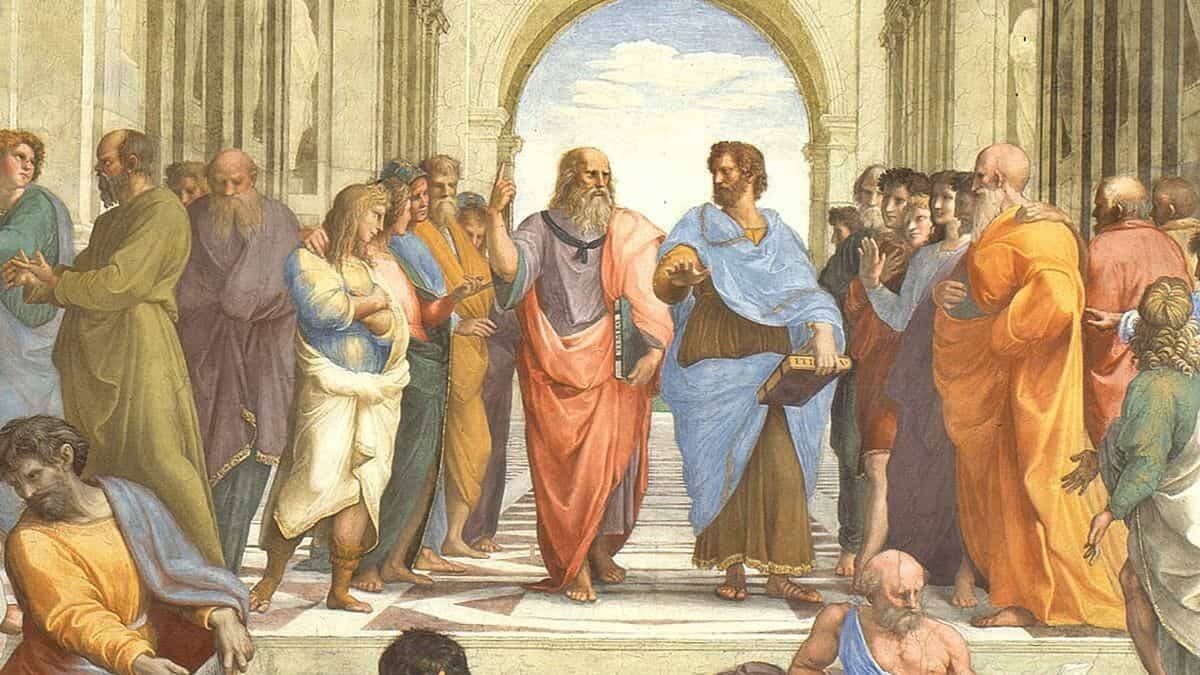 Detalle de 'La Escuela de Atenas' de Rafael (1509-1511): ocupan el centro Platón (a la izquierda) y Aristóteles (a la derecha).