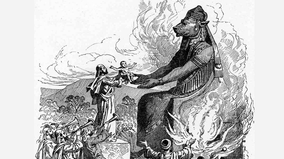 Ofrenda a Moloch en 'Bible pictures and what they teach us' de Charles Foster (1897). Imagen: Wikipedia.