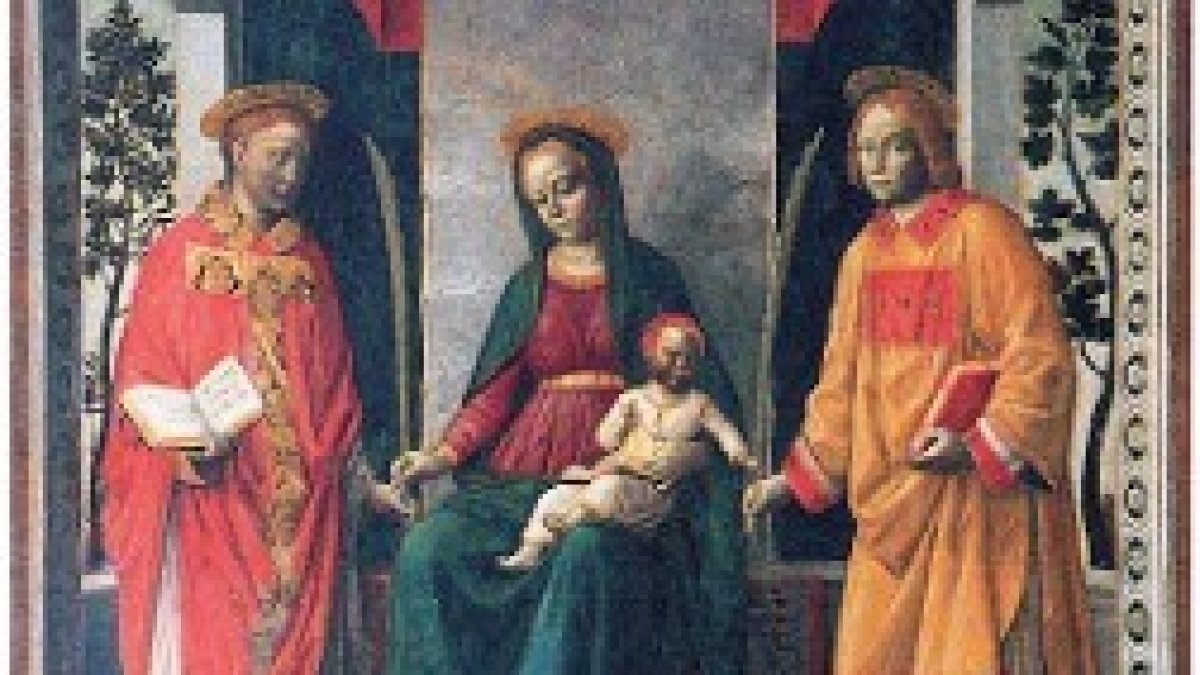 La Virgen María y los dos santos.
