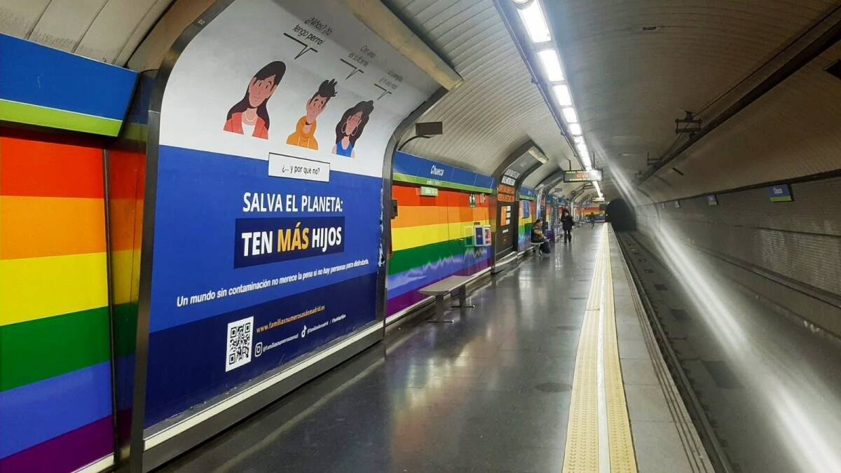 `Un mundo sin contaminación no merece la pena si no hay personas para disfrutarlo´, reza la campaña de la Asociación de Familias Numerosas de Madrid.