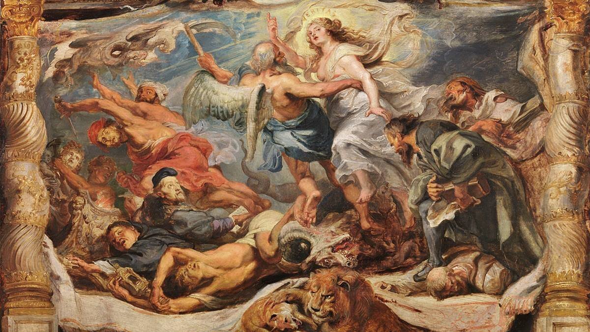De la manipulación del lenguaje a la falta de respeto a la palabra dada, el olvido de la verdad es un factor de destrucción social. Pedro Pablo Rubens, 'La victoria de la Verdad sobre la herejía' (detalle, 1625), Museo del Prado.