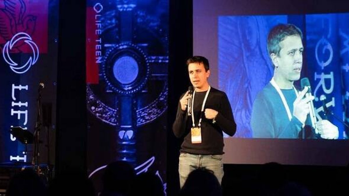 Jordi Massegú, el ya veterano impulsor de LifeTeen en España, en una ponencia del encuentro europeo