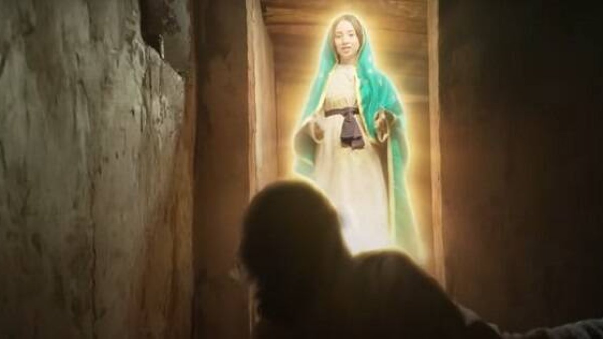 La Virgen de Guadalupe se aparece al tío de San Juan Diego, que estaba muy enfermo