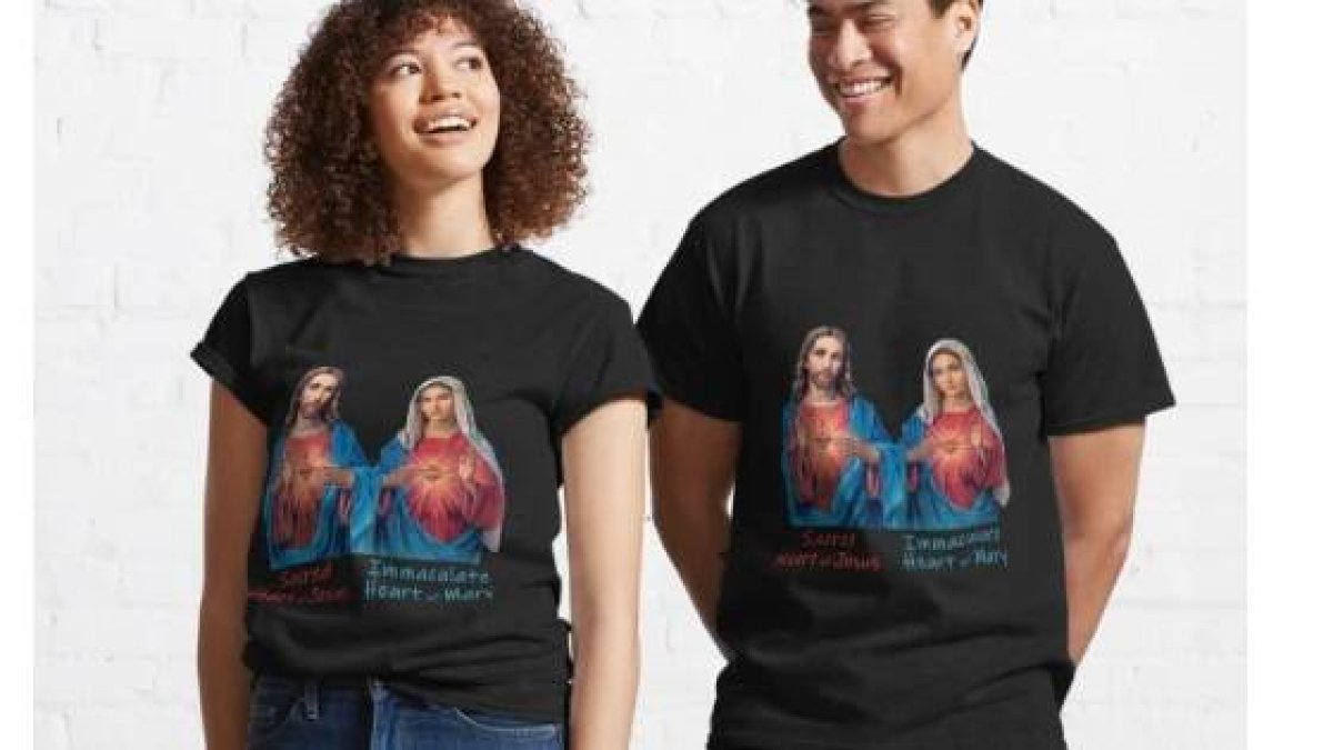 La devoción al Sagrado Corazón de Jesús y su relación con María, expresada en camisetas
