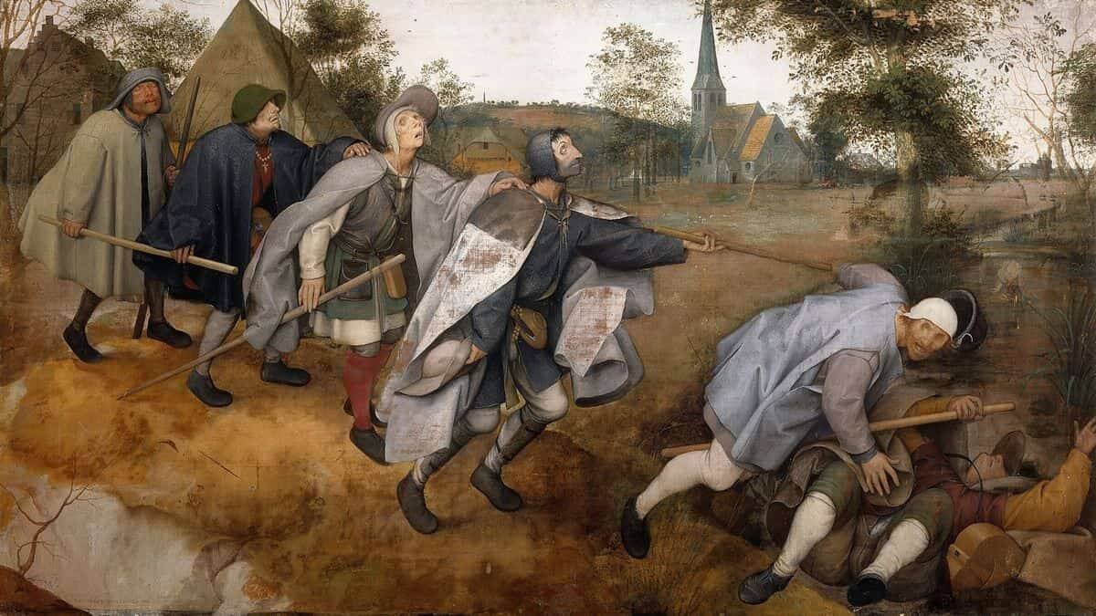 'Parábola de los ciegos' (1568), con la que Peter Brueghel el Viejo ilustra la parábola evangélica de los ciegos guías de ciegos (Mt 15, 14). Museo Nacional de Capodimonte (Nápoles, Italia).
