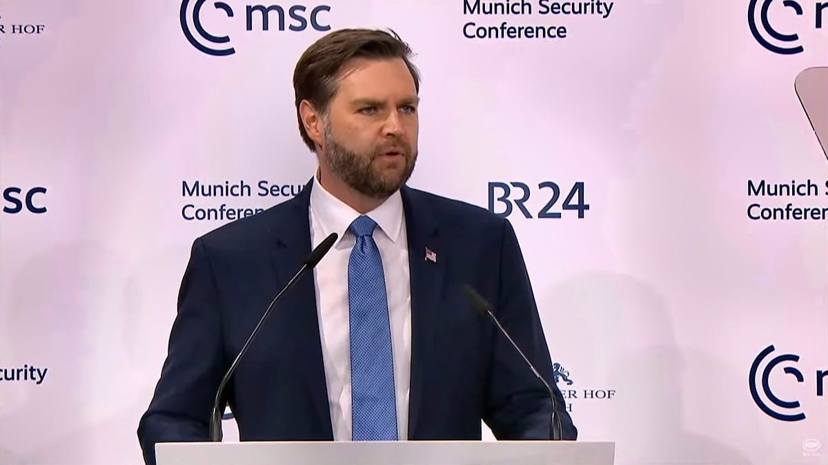 J.D. Vance, durante su discurso del 14 de febrero ante la Conferencia de Seguridad de Múnich.