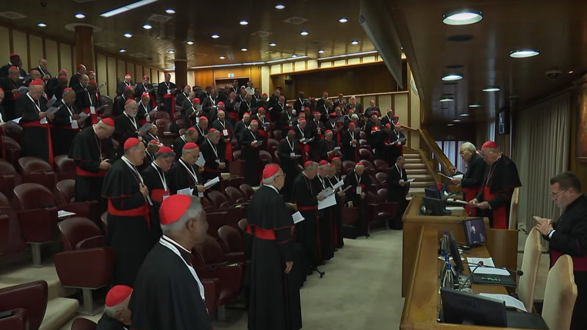 Los cardenales, al inicio de su séptima congregación general este miércoles.