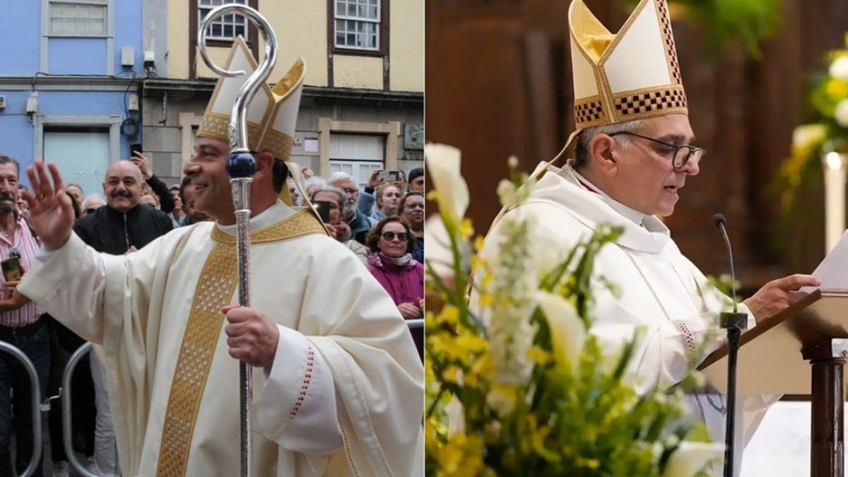 Eloy Santiago (a la izquierda), obispo de Tenerife, y Ángel Román (a la derecha), obispo de Albacete.