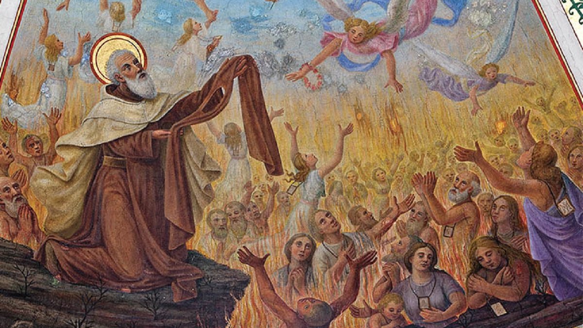 San Simón Stock y las almas del Purgatorio, en el convento carmelitano de Stella Maris, Haifa (Israel) - Foto: Gustavo Kralj