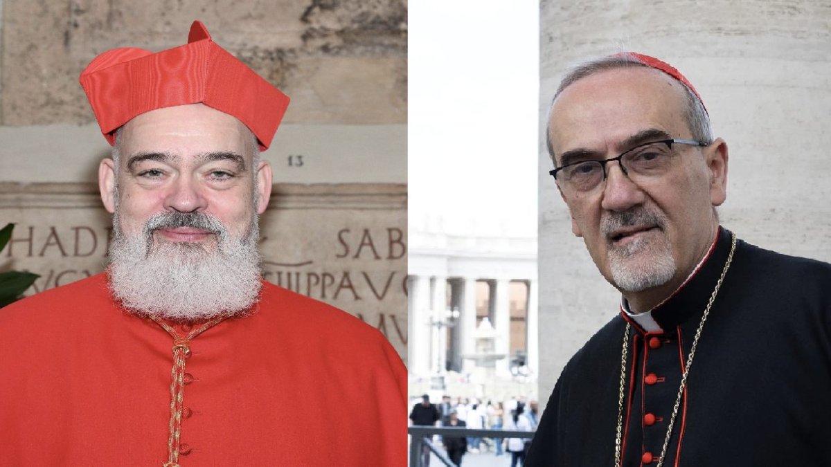 Dominique Joseph Mathieu, cardenal de Teherán, a la izquierda, y el patriarca de Jerusalén.