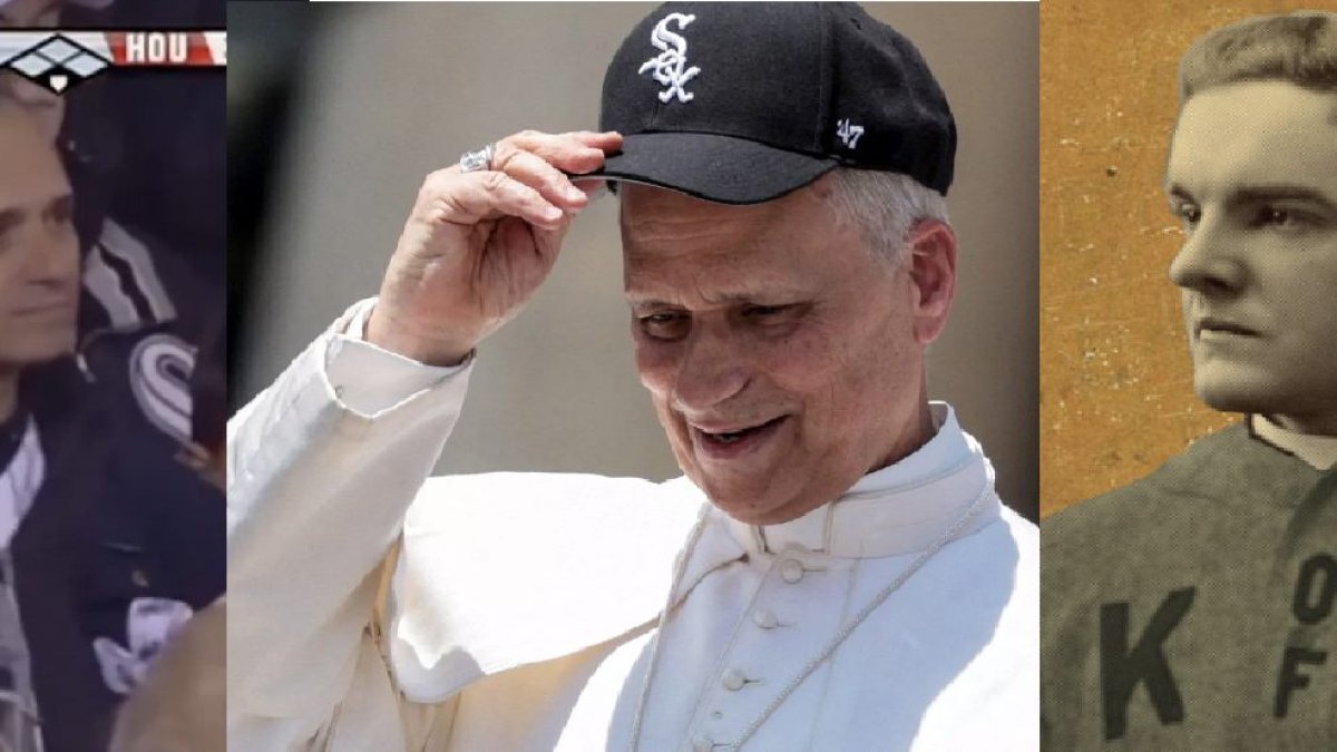 A la izquierda, Prevost en un partido de su equipo. En el centro, el Papa, y a la derecha Michael McGivney.