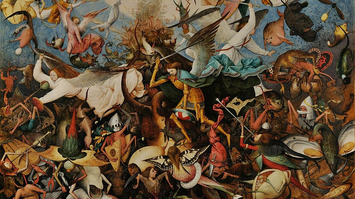 'La caída de los ángeles rebeldes' (1562, detalle), de Pieter Brueghel el Viejo: por su soberbia se alzaron contra Dios y fueron expulsados del Paraíso por los ángeles fieles.