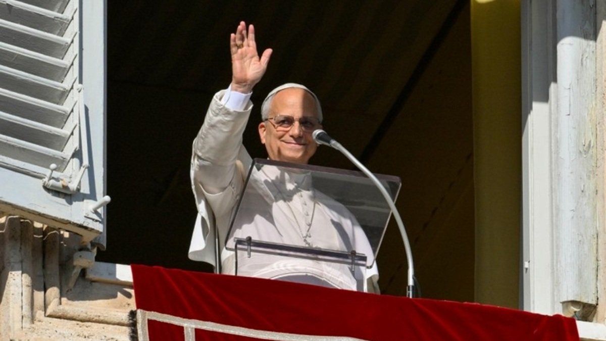 El Papa León XIV, durante el rezo del Ángelus este 8 de diciembre, solemnidad de la Inmaculada concepción.