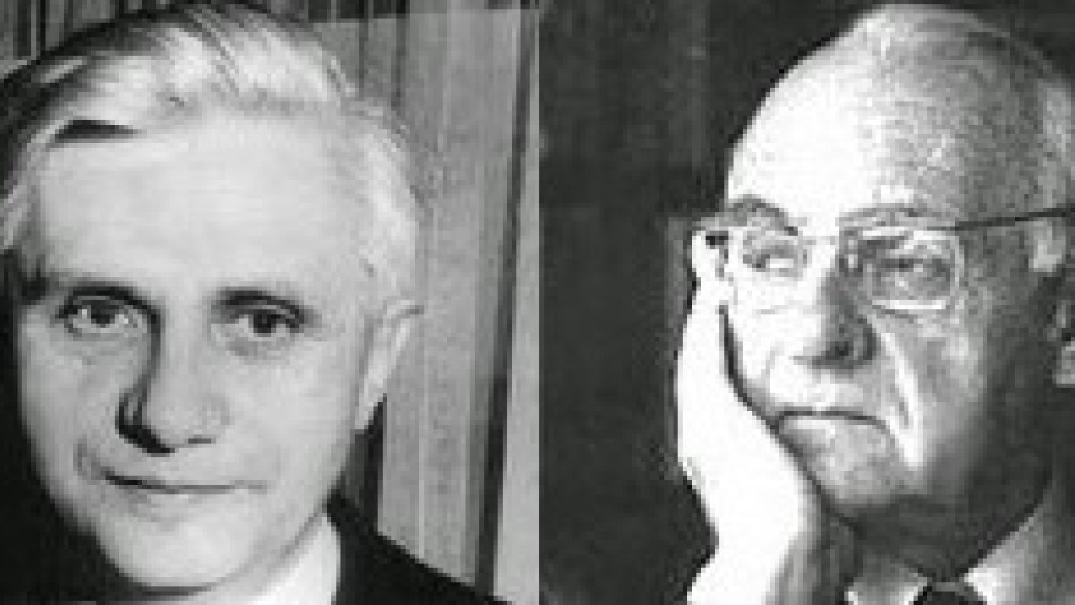 Hans Urs von Balthasar y Joseph Ratzinger (más tarde Papa Benedicto XVI) fueron dos influyentes teólogos católicos: el primero suizo y el segundo alemán