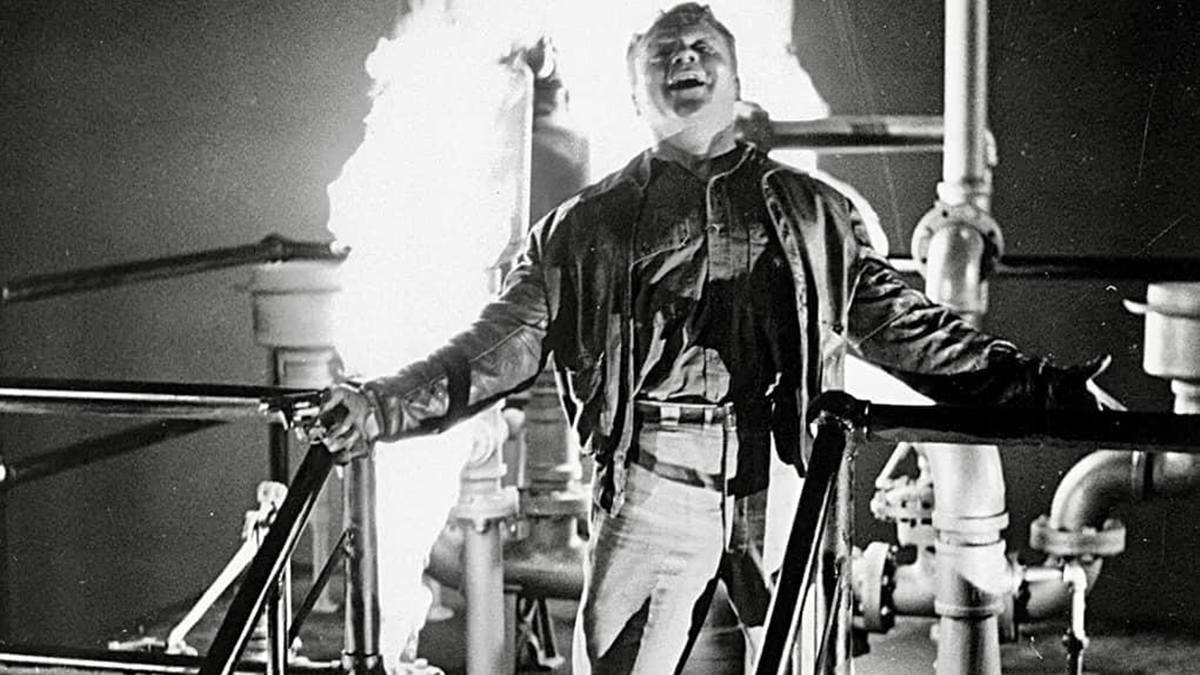 James Cagney proclamándose 'en la cima del mundo' en 'White heat' (Raoul Walsh, 1949: 'Al rojo vivo' en España, 'Alma negra' en Hispanoamérica). El espejismo del triunfo.
