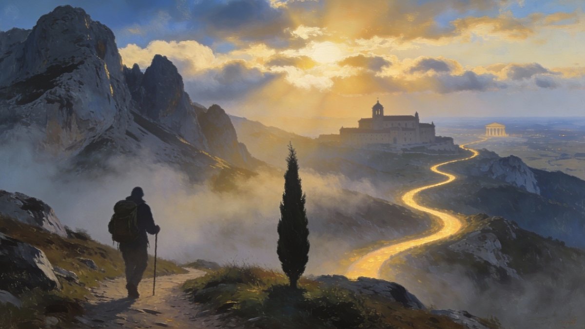 Amanecer providencial en los Picos de Europa, guiando pasos hacia Liébana.