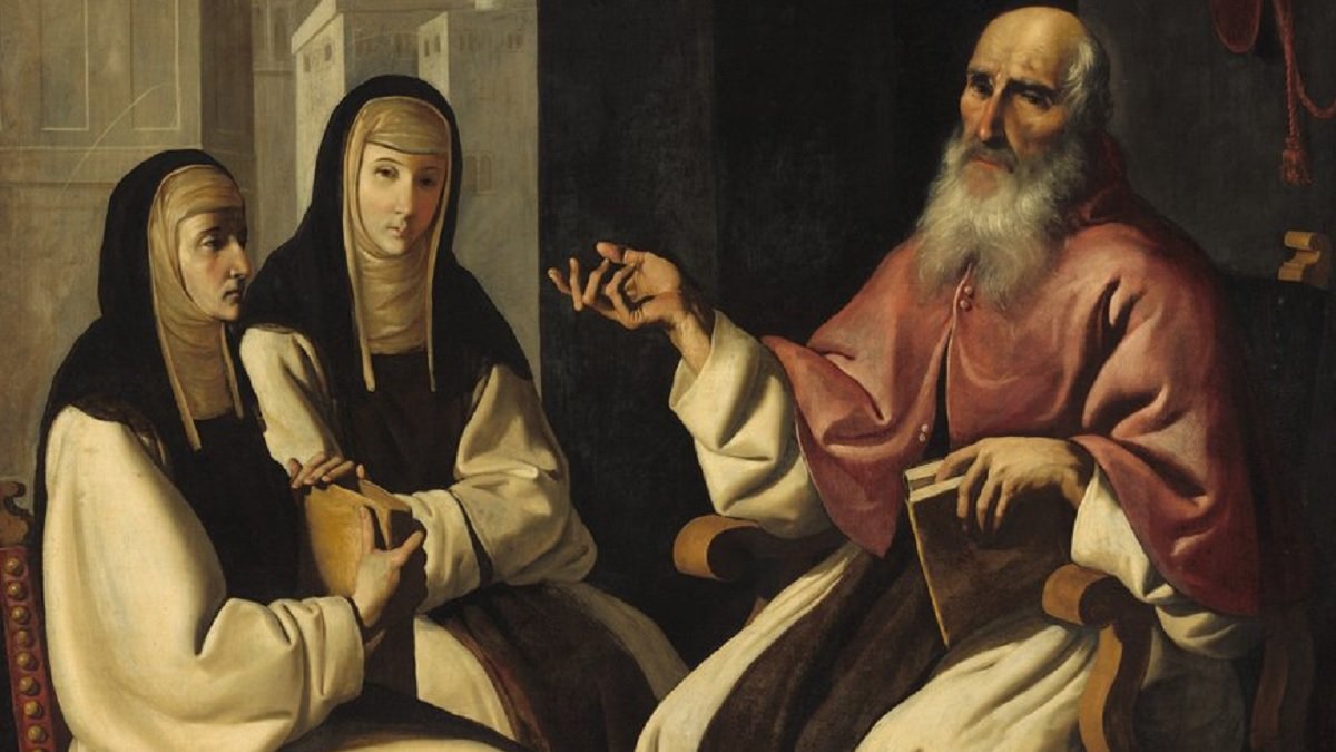 Santa Paula, su hija Santa Eustoquio y San Jerónimo, obra del taller Zurbarán, hacia 1640