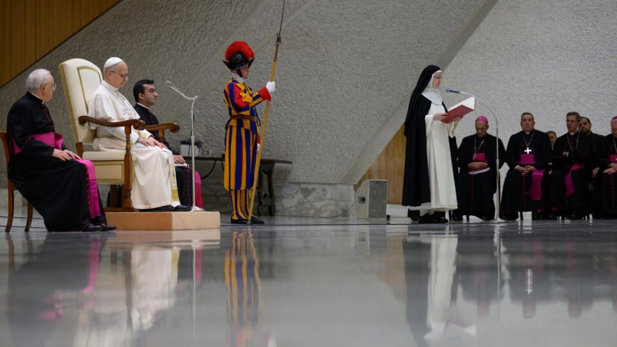 El Papa durante la Audiencia de este miércoles 28 de enero, fiesta de Santo Tomás de Aquino.
