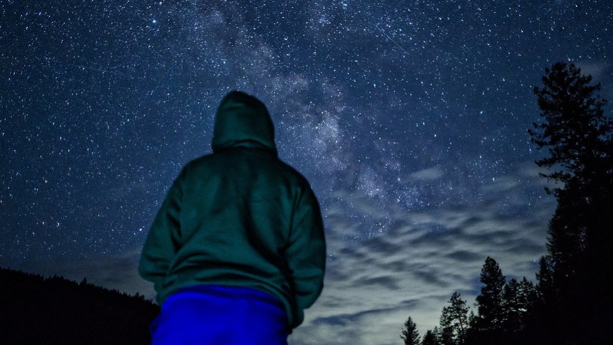 Un hombre contempla la maravilla del cielo estrellado en la noche