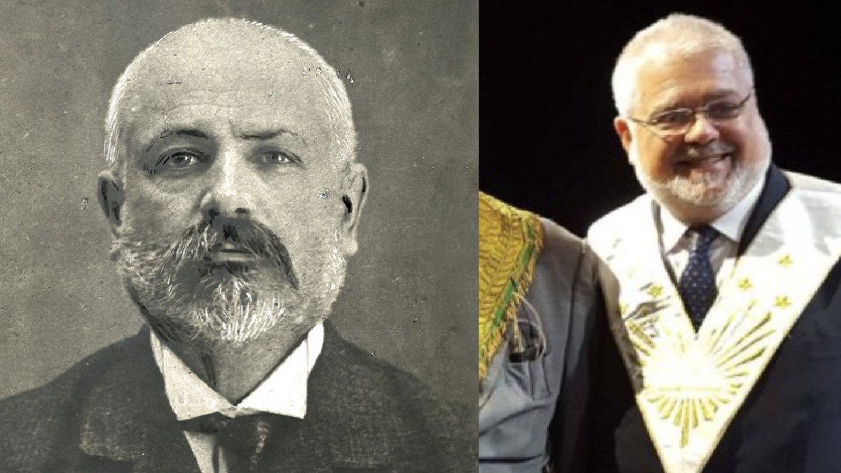 A la izquierda, el anarquista masón Francesc Ferrer i Guàrdia, y a la derecha, quien dirige su Fundación en la actualidad, el también masón Joan Francesc Pont Clemente. 