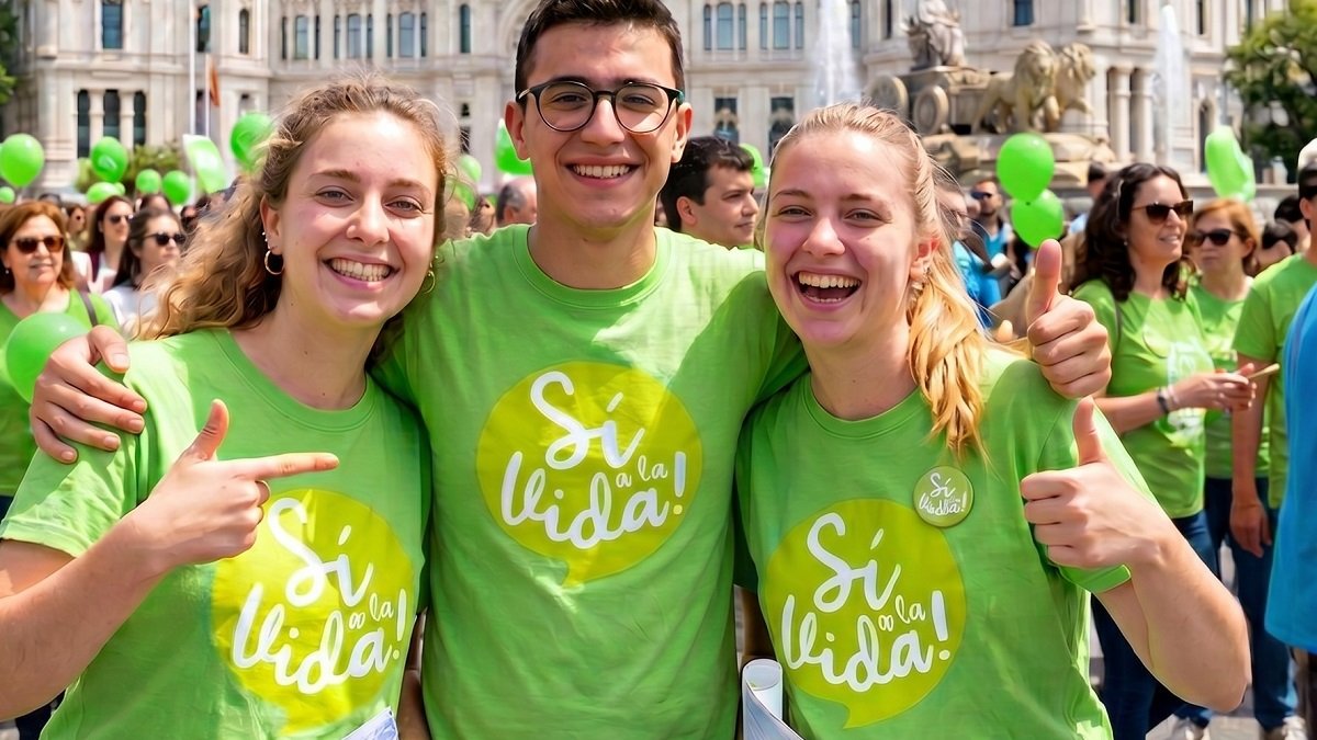 Foto promocional de los voluntarios de la Marcha por la Vida de 2026, cada año participan numerosos voluntarios jóvenes y miles de personas