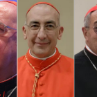 De izquierda a derecha, los cardenales Farrell, Reina, Donatis y Gambetti, que mantienen sus cargos en Sede Vacante