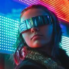 Neón, cromo reflectante, la noche y el cuerpo oculto tras la máquina... indicios de cultura cyberpunk - foto de Wilmer Martinez en Unsplash