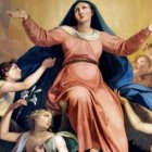 El uno de noviembre de 1950 el Papa Pío XII proclama el dogma de la Asunción de la Virgen María.