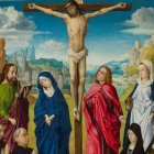 María, al pie del Calvario en un óleo sobre tabla pintado en torno a 1475 por un seguidor de Hugo van der Goes. Museo del Prado.