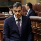 El presidente español, Pedro Sánchez, en el Congreso de los Diputados; necesita muchos aliados para aprobar leyes