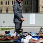 Trudeau en un acto recordando los niños fallecidos en las escuelas residenciales canadienses... infrafinanciadas por el Gobierno del país